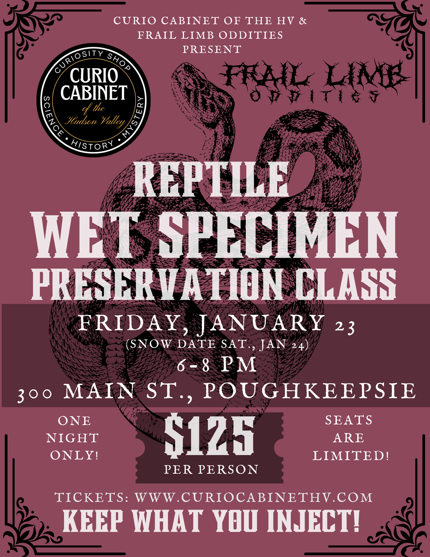 1 Ticket: Wet Specimen Class: January 23