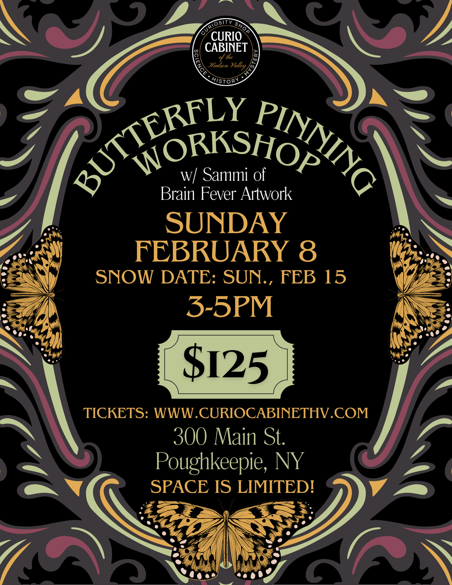 1 Ticket: Butterfly Pinning Class: February 8