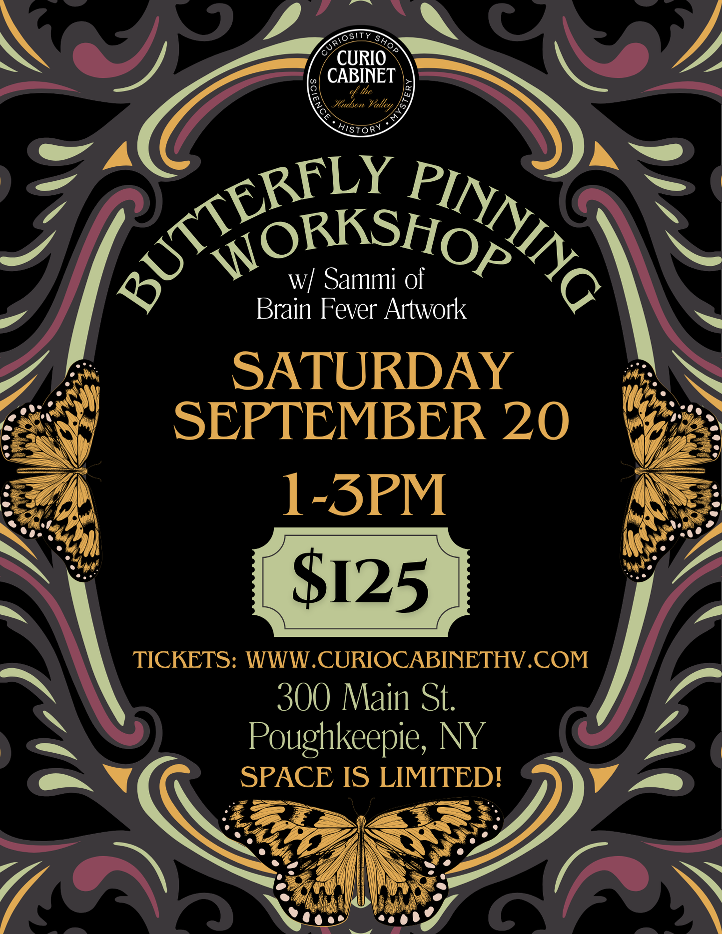 1 Ticket: Butterfly Pinning Class: September 20