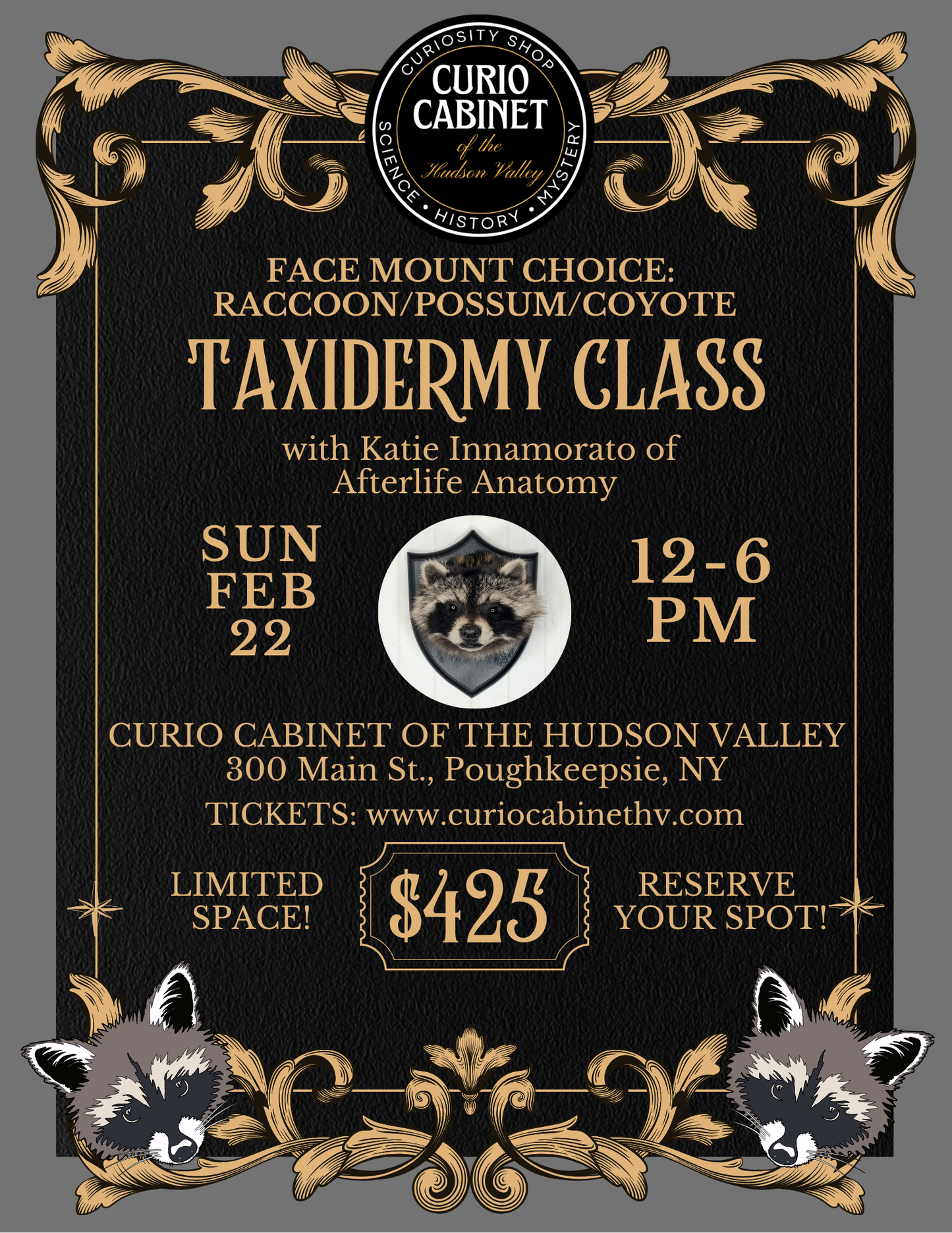 1 Ticket: Shoulder Mount Taxidermy Class: February 22